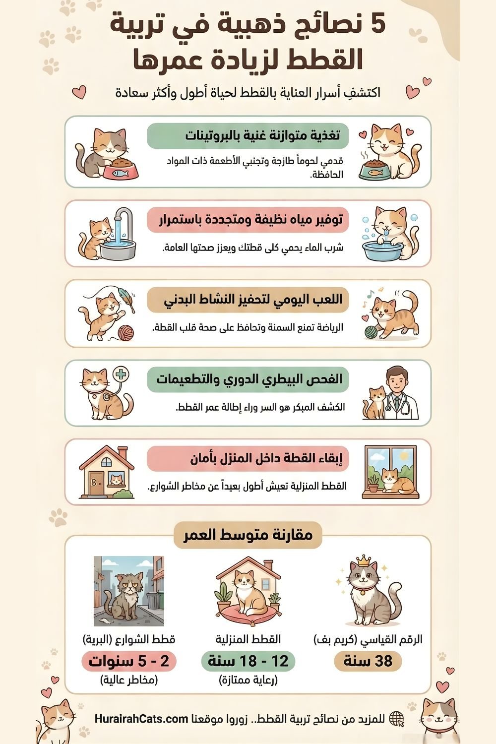 كم سنة تعيش القطط؟ متوسط عمر القطط المنزلية والقطط التي تعيش خارج المنزل