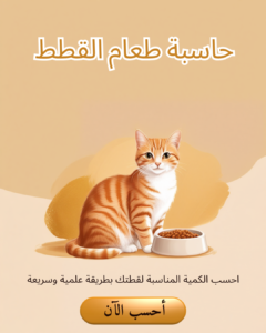 حاسبة طعام القطط اليومي — قطة برتقالية بجانب وعاء طعام